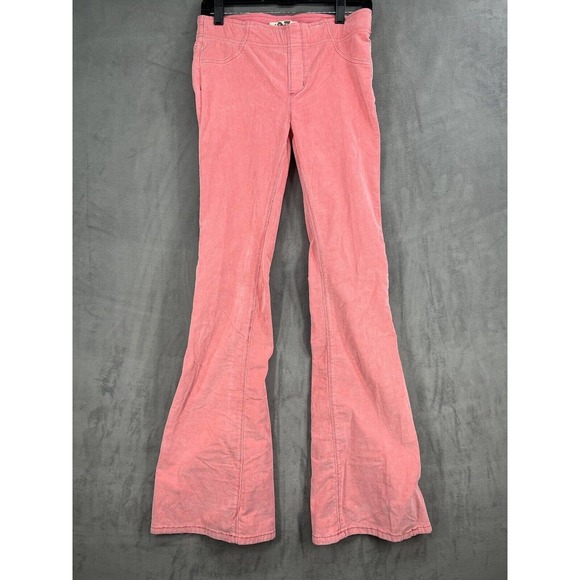 Free People Pants - New Free People Penny Pull On Mid Rise Corduroy Flare Pants Pink Size 25